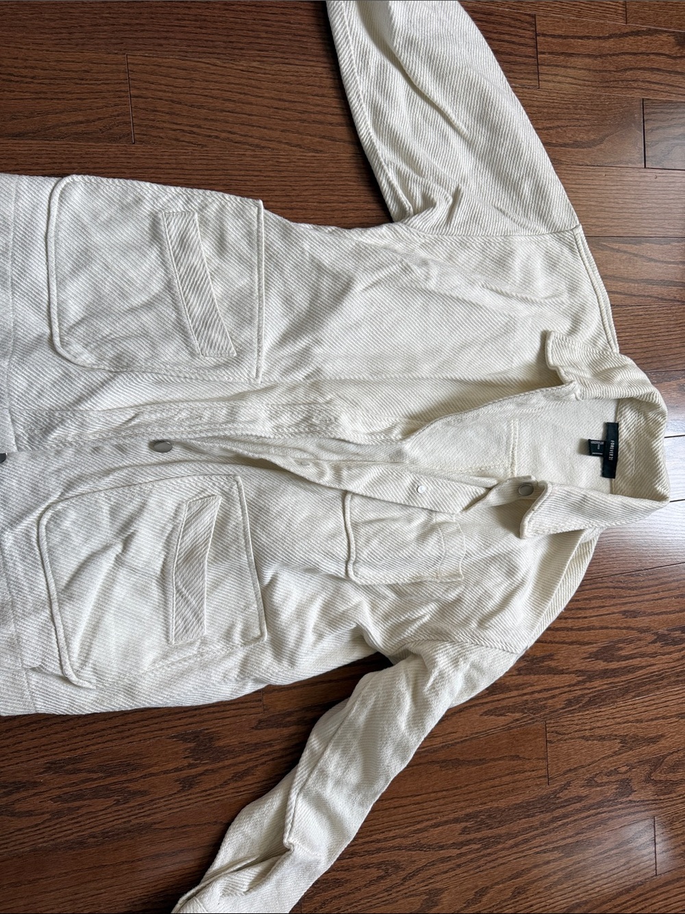 Women's Cream Utility Jacket - Lightweight Button-Front Coat